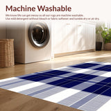 Ultra Soft Area Rug, Non Slip, Stain Resistant, Washable Area Rugs for Living Room, Bedroom, Charming Plaid Neutral Area(Blue)