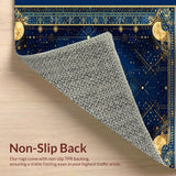 Ultra Soft Area Rug, Non Slip, Stain Resistant, Washable Area Rugs for Living Room, Bedroom, Vibrant Cosmic Medallion Aesthetic(Blue)