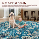 Rustic Distressed Floral Tapestry(Blue)