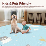 Ultra Soft Area Rug, Non Slip, Stain Resistant, Washable Area Rugs for Living Room, Bedroom, Cute Creatures Cozy Atmosphere(Blue)
