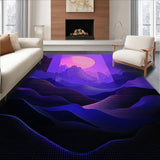 Ultra Soft Area Rug, Non Slip, Stain Resistant, Washable Area Rugs for Living Room, Bedroom, Lively Wave-Inspired Decorative Piece(Purple)