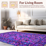 Ultra Soft Area Rug, Non Slip, Stain Resistant, Washable Area Rugs for Living Room, Bedroom, Dynamic Hand-Braided Color Splash(Purple)