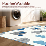 Ultra Soft Area Rug, Non Slip, Stain Resistant, Washable Area Rugs for Living Room, Bedroom, Delicate Grey Tone Animal Illustrations(White)