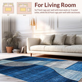 Ultra Soft Area Rug, Non Slip, Stain Resistant, Washable Area Rugs for Living Room, Bedroom, Contemporary Marble Texture Expression(Blue)
