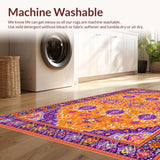 Ultra Soft Area Rug, Non Slip, Stain Resistant, Washable Area Rugs for Living Room, Bedroom, Vibrant Orange Tribal Aesthetic(Orange)