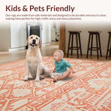 Ultra Soft Area Rug, Non Slip, Stain Resistant, Washable Area Rugs for Living Room, Bedroom, Rustic Warm Toned Pattern(Pink)