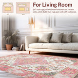 Ultra Soft Area Rug, Non Slip, Stain Resistant, Washable Area Rugs for Living Room, Bedroom, Enchanting Pastel Floral Textures(White)