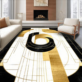 Ultra Soft Area Rug, Non Slip, Stain Resistant, Washable Area Rugs for Living Room, Bedroom, Art Deco Elegance Geometric Opulence(Black)