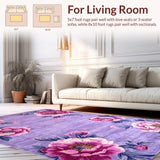 Ultra Soft Area Rug, Non Slip, Stain Resistant, Washable Area Rugs for Living Room, Bedroom, Modern Elegant Circular Aesthetic(Purple)