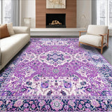 Ultra Soft Area Rug, Non Slip, Stain Resistant, Washable Area Rugs for Living Room, Bedroom, Whimsical Lavender Garden Design(Purple)
