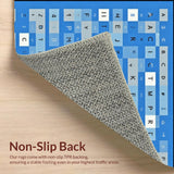 Ultra Soft Area Rug, Non Slip, Stain Resistant, Washable Area Rugs for Living Room, Bedroom, Whimsical Lettering Geometric Style(Blue)