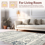 Ultra Soft Area Rug, Non Slip, Stain Resistant, Washable Area Rugs for Living Room, Bedroom, Artful Modern Abstract Design Elements(Gray)
