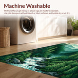 Ultra Soft Area Rug, Non Slip, Stain Resistant, Washable Area Rugs for Living Room, Bedroom, Serene Outdoor Oasis Design(Green)