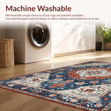 Ultra Soft Area Rug, Non Slip, Stain Resistant, Washable Area Rugs for Living Room, Bedroom, Rustic Vintage Floral Aesthetic(Blue)