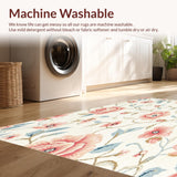 Ultra Soft Area Rug, Non Slip, Stain Resistant, Washable Area Rugs for Living Room, Bedroom, Non Slip Floral Throw(Ivory)