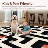 Ultra Soft Area Rug, Non Slip, Stain Resistant, Washable Area Rugs for Living Room, Bedroom, Chic Minimalist Diamond Arrangement(Black)