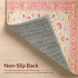 Ultra Soft Area Rug, Non Slip, Stain Resistant, Washable Area Rugs for Living Room, Bedroom, Graceful Soft Pink Curved Patterns(Pink)
