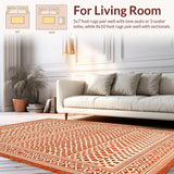 Ultra Soft Area Rug, Non Slip, Stain Resistant, Washable Area Rugs for Living Room, Bedroom, Artful Tiled Geometric Layout(Orange)