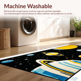 Ultra Soft Area Rug, Non Slip, Stain Resistant, Washable Area Rugs for Living Room, Bedroom, Colorful Cosmic Cartoon Landscape(Black)