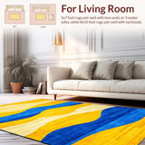 Ultra Soft Area Rug, Non Slip, Stain Resistant, Washable Area Rugs for Living Room, Bedroom, Lively Eclectic Circular Elements(Yellow)