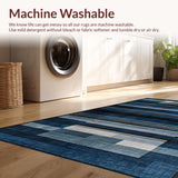 Ultra Soft Area Rug, Non Slip, Stain Resistant, Washable Area Rugs for Living Room, Bedroom, Washable Area Rug Abstract Stripe Ombre Style(Blue)