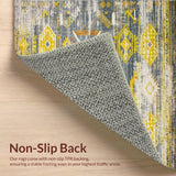 Ultra Soft Area Rug, Non Slip, Stain Resistant, Washable Area Rugs for Living Room, Bedroom, Elegant Grey Ogee Pattern(Gray)