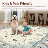 Ultra Soft Area Rug, Non Slip, Stain Resistant, Washable Area Rugs for Living Room, Bedroom, Seashell Summer Ocean in Beige and Blue Shades(Beige)