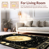 Ultra Soft Area Rug, Non Slip, Stain Resistant, Washable Area Rugs for Living Room, Bedroom, Celestial Harmony Yin Yang Motif(Gold)