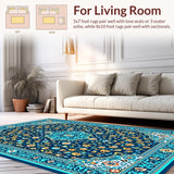 Ultra Soft Area Rug, Non Slip, Stain Resistant, Washable Area Rugs for Living Room, Bedroom, Distressed Blue Vintage Living Room Non-Slip Carpet(Blue)