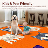 Ultra Soft Area Rug, Non Slip, Stain Resistant, Washable Area Rugs for Living Room, Bedroom, Cheerful Nature Inspired Decor(Orange)