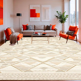 Ultra Soft Area Rug, Non Slip, Stain Resistant, Washable Area Rugs for Living Room, Bedroom, Boho Neutral Geometric Area Farmhouse Inspired Floor(Beige)