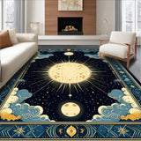 Ultra Soft Area Rug, Non Slip, Stain Resistant, Washable Area Rugs for Living Room, Bedroom, Elegant Cosmic Crescent Motif(Blue)