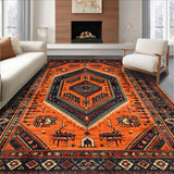 Ultra Soft Area Rug, Non Slip, Stain Resistant, Washable Area Rugs for Living Room, Bedroom, Vibrant Floral Boho Aesthetic(Orange)