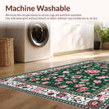 Ultra Soft Area Rug, Non Slip, Stain Resistant, Washable Area Rugs for Living Room, Bedroom, Whimsical Floral Abstract Aesthetic(Green)