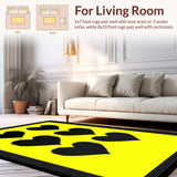 Ultra Soft Area Rug, Non Slip, Stain Resistant, Washable Area Rugs for Living Room, Bedroom, Trendy Minimalist Heart Design(Yellow)