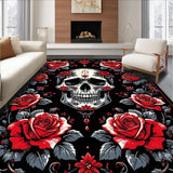 Ultra Soft Area Rug, Non Slip, Stain Resistant, Washable Area Rugs for Living Room, Bedroom, Elegant Red and Black Motif(Red)