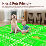 Ultra Soft Area Rug, Non Slip, Stain Resistant, Washable Area Rugs for Living Room, Bedroom, Educational Town Map Play Area Mat(Green)