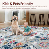 Ultra Soft Area Rug, Non Slip, Stain Resistant, Washable Area Rugs for Living Room, Bedroom, Artistic Faded Floral Composition(Gray)