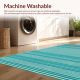Ultra Soft Area Rug, Non Slip, Stain Resistant, Washable Area Rugs for Living Room, Bedroom, Vibrant Coastal Striped Aesthetic(Blue)