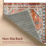 Ultra Soft Area Rug, Non Slip, Stain Resistant, Washable Area Rugs for Living Room, Bedroom, Eclectic Earthy Geometric Motif(Orange)