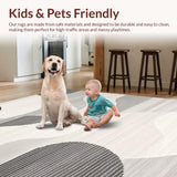 Ultra Soft Area Rug, Non Slip, Stain Resistant, Washable Area Rugs for Living Room, Bedroom, Serene Monochrome Wave Patterns(Gray)