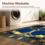 Ultra Soft Area Rug, Non Slip, Stain Resistant, Washable Area Rugs for Living Room, Bedroom, Transitional Mystic Symbolism Style(Blue)