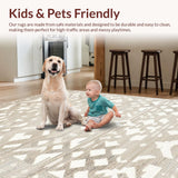 Ultra Soft Area Rug, Non Slip, Stain Resistant, Washable Area Rugs for Living Room, Bedroom, Rustic Lattice Style Decor Element(Beige)