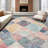 Ultra Soft Area Rug, Non Slip, Stain Resistant, Washable Area Rugs for Living Room, Bedroom, Modern Tribal Dream Rug with Interlocking Diamond Shapes and Playful Color Pops(Yellow)