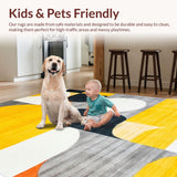Ultra Soft Area Rug, Non Slip, Stain Resistant, Washable Area Rugs for Living Room, Bedroom, Vibrant Modern Abstract Composition(Yellow)