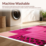 Ultra Soft Area Rug, Non Slip, Stain Resistant, Washable Area Rugs for Living Room, Bedroom, Vibrant Animal Print Door Mat Contemporary Home Decor(Pink)