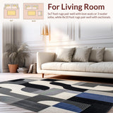 Ultra Soft Area Rug, Non Slip, Stain Resistant, Washable Area Rugs for Living Room, Bedroom, Sonoma Collection Ebony & Cream Abstract Design(Gray)