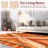 Ultra Soft Area Rug, Non Slip, Stain Resistant, Washable Area Rugs for Living Room, Bedroom, Stylish Fringed Rustic Pattern(Orange)