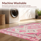 Ultra Soft Area Rug, Non Slip, Stain Resistant, Washable Area Rugs for Living Room, Bedroom, Modern Boho Abstract Patterns(Pink)