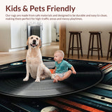 Ultra Soft Area Rug, Non Slip, Stain Resistant, Washable Area Rugs for Living Room, Bedroom, Rustic Half Circle Music Motif(Black)